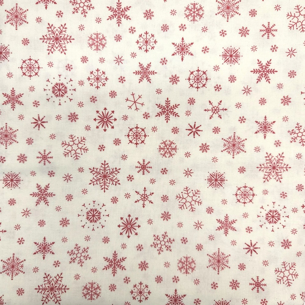 1-1/8yd Moda Fabrics Poinsettia Plaza 3 Sisters Red Snowflake Fabric 44296
